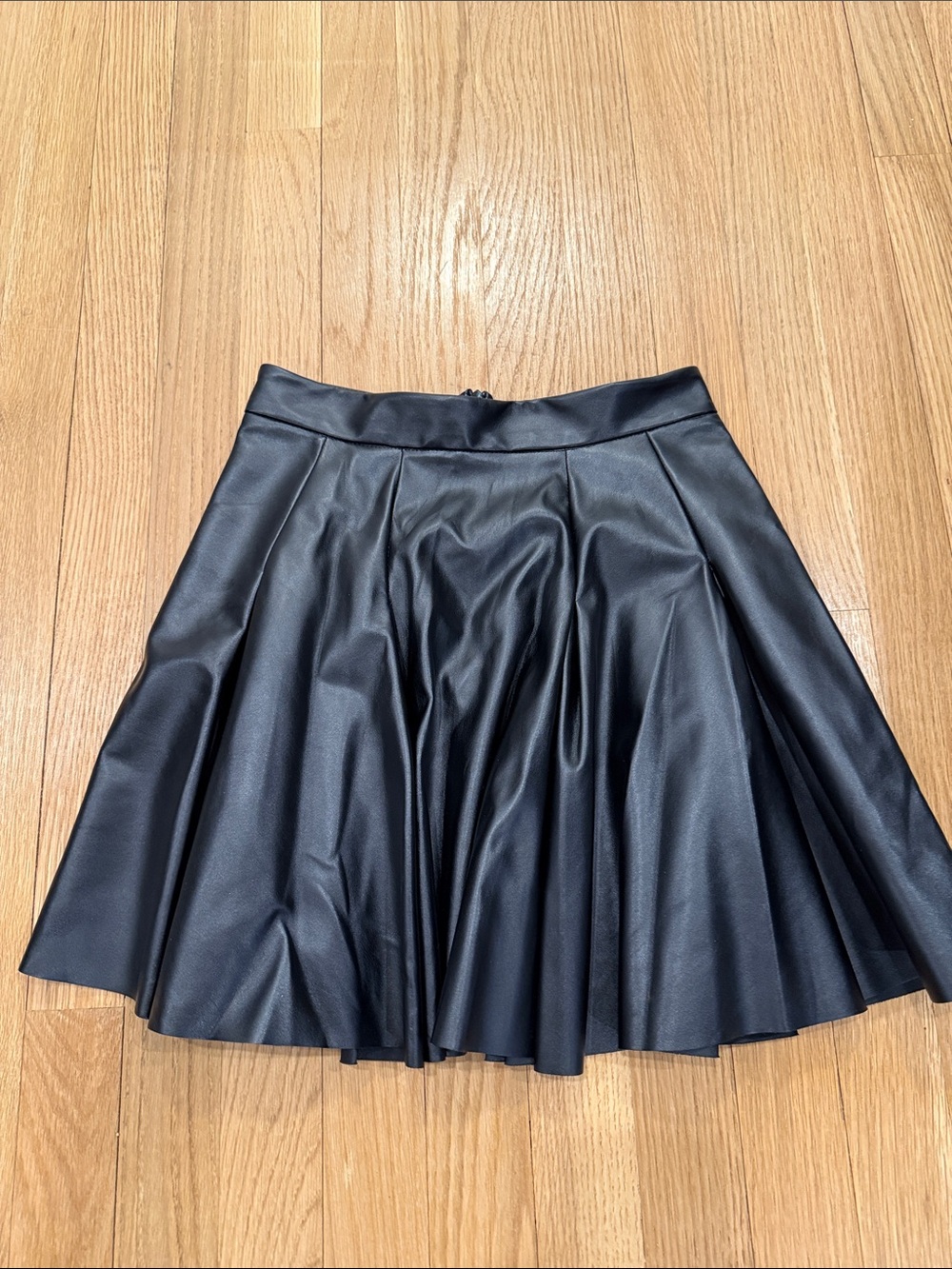 Aqua Black Faux Leather Circle Skirt